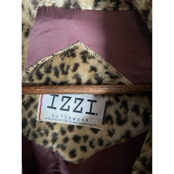 Vintage 1980's IZZI Outerwear Faux Leopard Fur Coat Jacket Plush, Women’s L - Picture 6 of 16